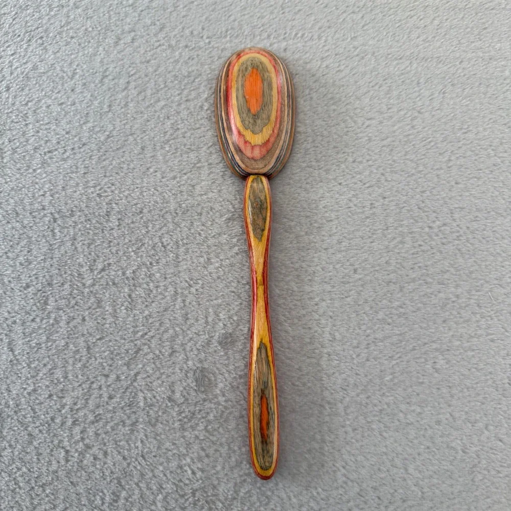 Vintage Norpro Laminated Wood Spoon Rainbow Striped‎ Kitchen Utensil 10